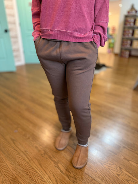 Dark Earth Cotton Blend Fleece Joggers