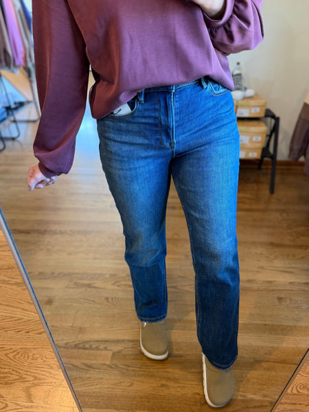 Mica High-Rise Fleece Lined Straight Leg Jeans