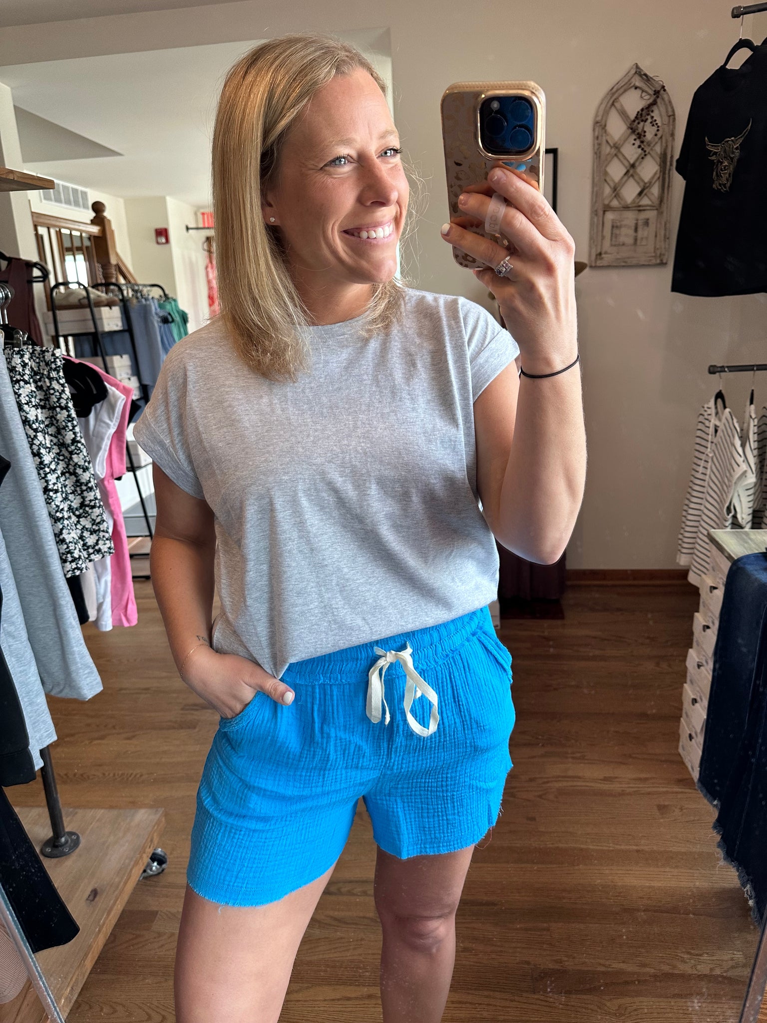 Drawstring Cloud Shorts in Deep Sky