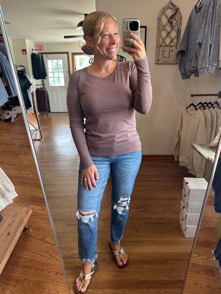 Chocolate Lightweight Long Sleeve Sweater