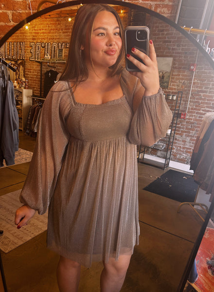 Champagne Shimmer Babydoll Dress