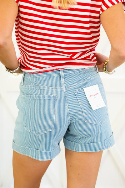 Lovervet Pinstripe Cuffed A Line Shorts