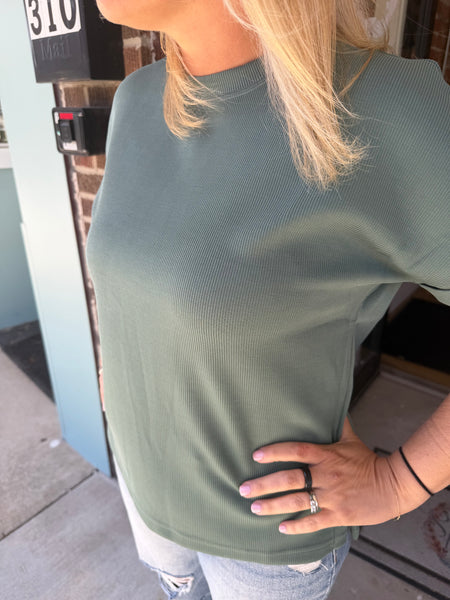 Eldergreen Luxe Sand Wash Rib Lounge Tee