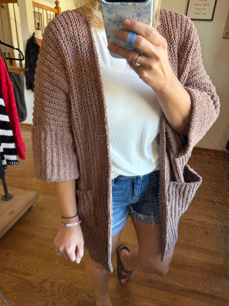 Mocha Oversized Chenille Cardigan