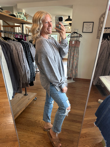 Charcoal Washed Side Split Top