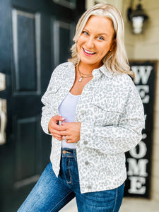 Leopard Printed Denim Jacket