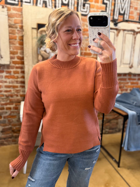 Copper Mockneck Sweater