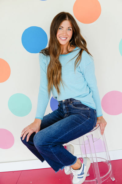 Sky Blue Mini Waffle Marled Sweater