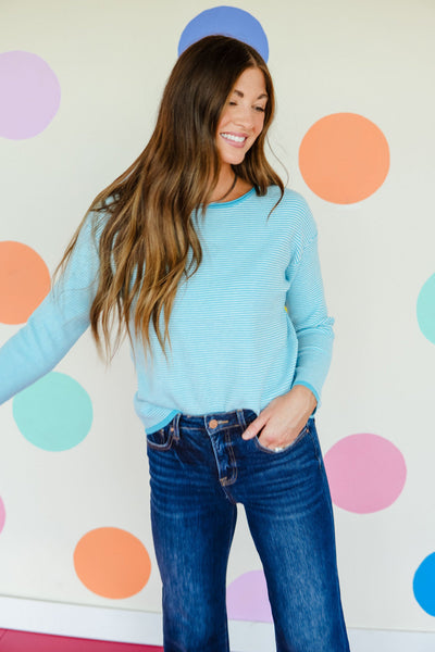 Sky Blue Mini Waffle Marled Sweater