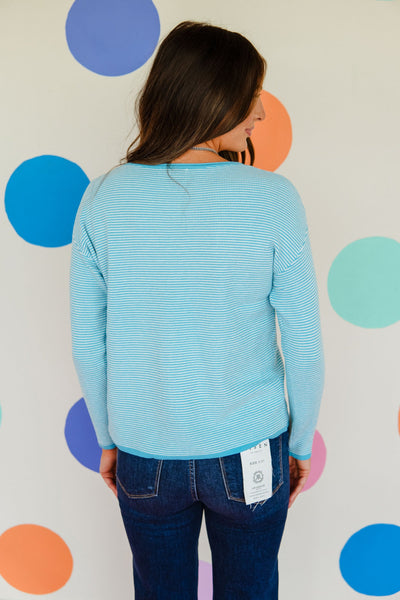 Sky Blue Mini Waffle Marled Sweater