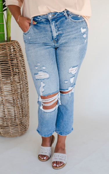 Lovervet Nellie Distressed Slim Straight Jeans