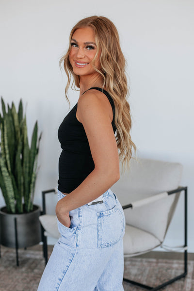 Black Seamless Tank Top W/ Built in Bra