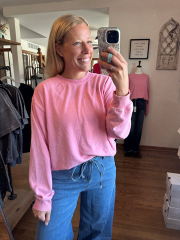 Taffy Pink Oversized Mineral Wash Sweatshirt