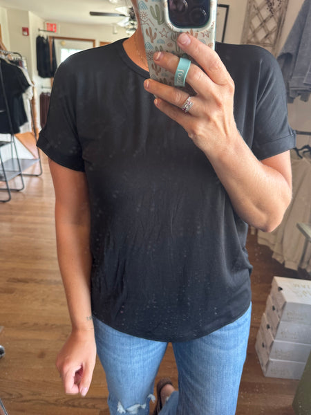 Black Lightweight Modal Basic Tee