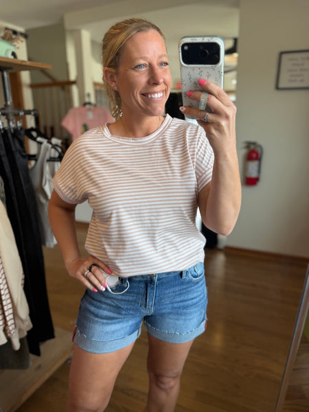 Risen Mid-Rise Cuffed Denim Shorts