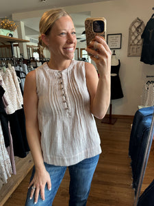 Amber Striped Linen Tank Top