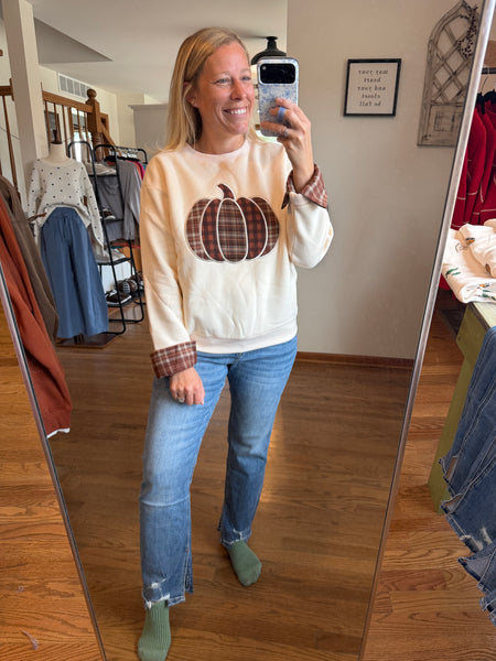 Cream Pumpkin Flannel Sweater