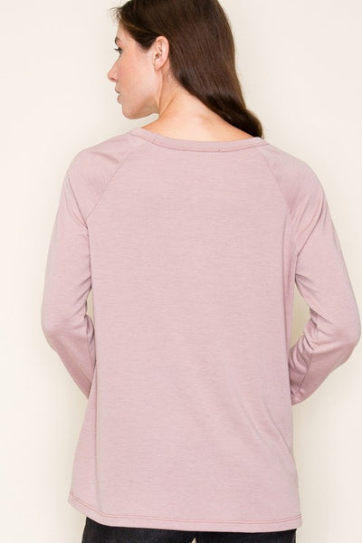 Dusty Rose Raglan With Pockets