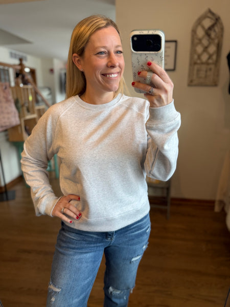 Heather Grey Crew Neck Pullover Sweatshirt