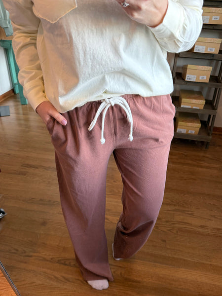 Chestnut Mineral Wash Drawstring Lounge Pants