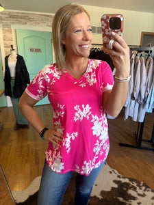 Hot Pink Floral Tee
