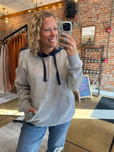 Heather Grey & Navy Dual Tone Fleece Hoodie