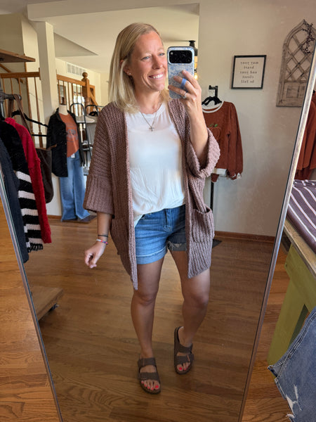 Mocha Oversized Chenille Cardigan