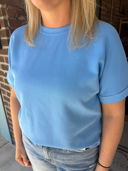 Denim Drift Luxe Sand Wash Rib Lounge Tee