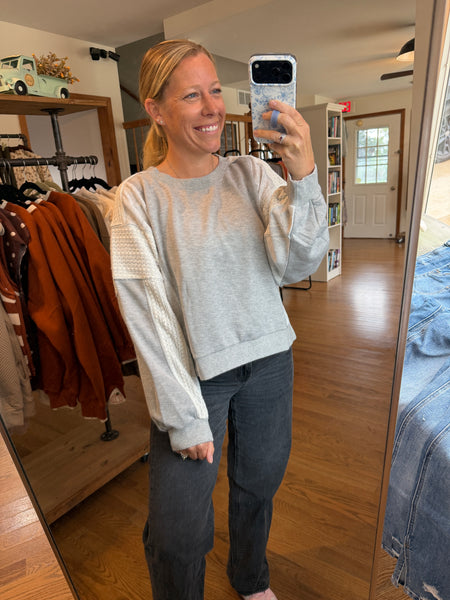 Heather Grey Lace Sweatshirt
