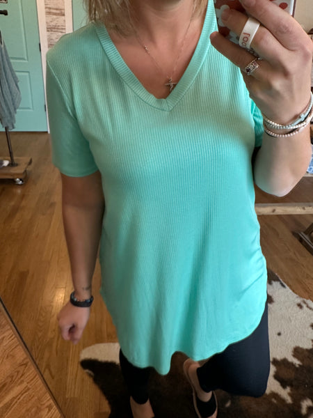 Mint Ribbed Top