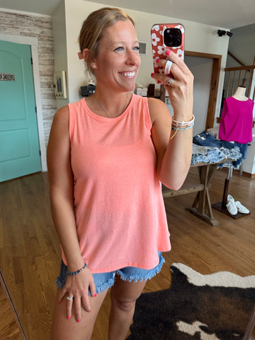Triblend Tank in Neon Coral