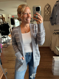 Slate Blue Striped Cardigan