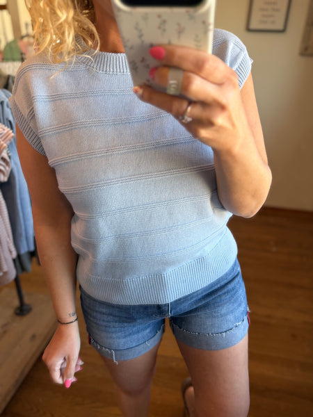 Ice Blue Textured Dolman Sleeve Top
