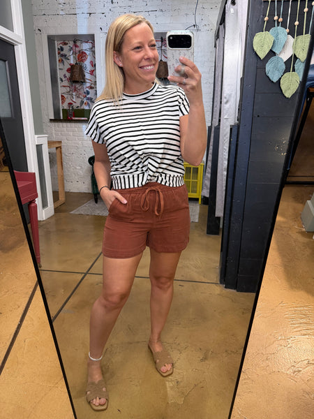 Black & White Striped Top With Twist Detail