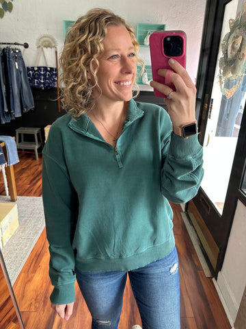 Hunter Green Half Zip Pullover