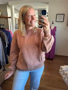 Rust Acid Washed Fleece Oversized Pullover