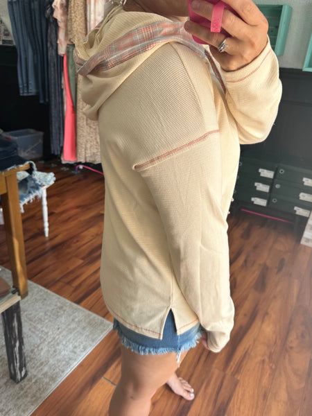 Sand & Blush Plaid Hooded Top