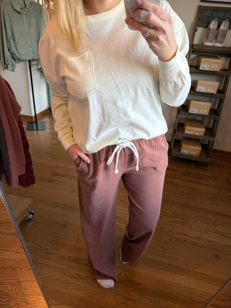 Chestnut Mineral Wash Drawstring Lounge Pants