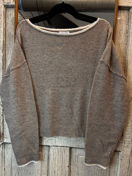 Latte & Ivory Boat Neck Soft Knit Sweater