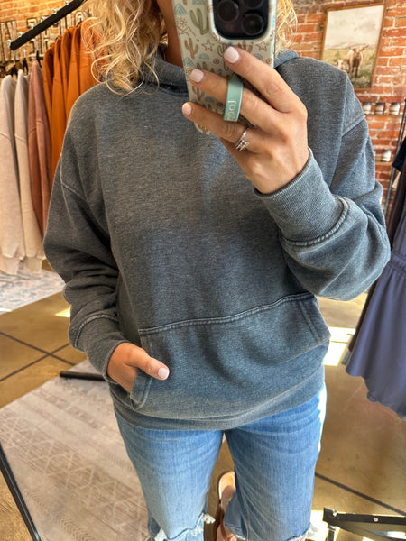 Midnight Navy Burnout Bliss Fleece Hoodie