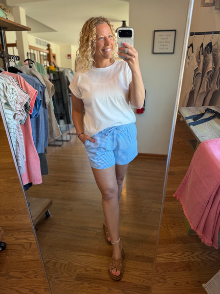 Blue Gingham Relaxed Fit Shorts