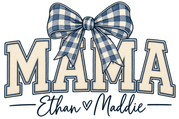 Gingham Bow Custom Names Graphic Sweatshirt