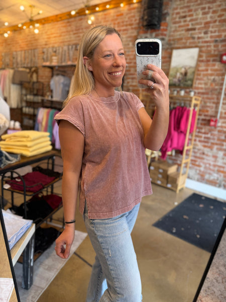 Mauve Mineral Wash Knit Tee