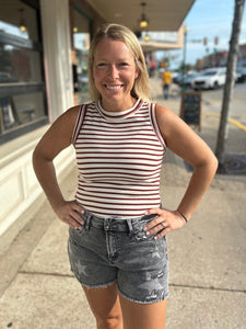 Burgundy Stripe Tank Top