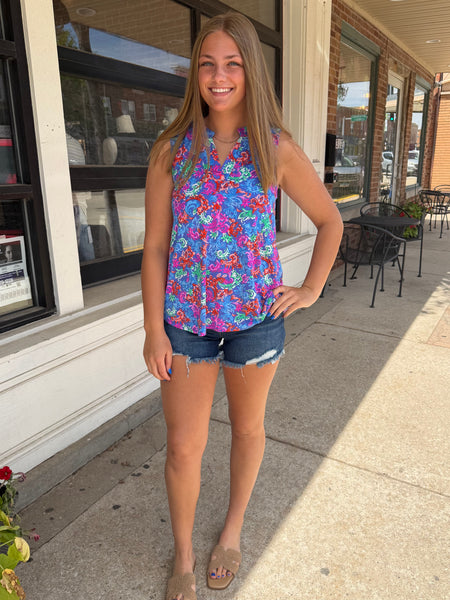 Violet Paradise Paisley Sleeveless Tank Top