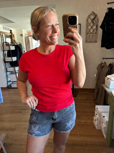 Red Ribbed Tee