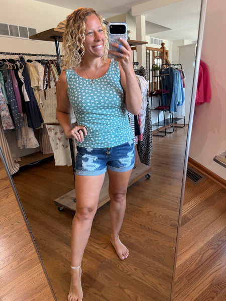 Ditsy Floral Ribbed Tank Top