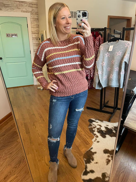 Marsala Striped Sweater