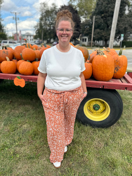 Rust Floral Wide Leg Pants (S-3XL)