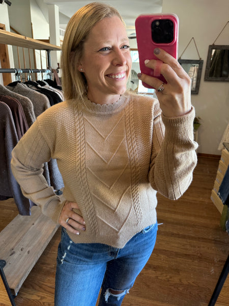 Mocha Cable Knit Sweater